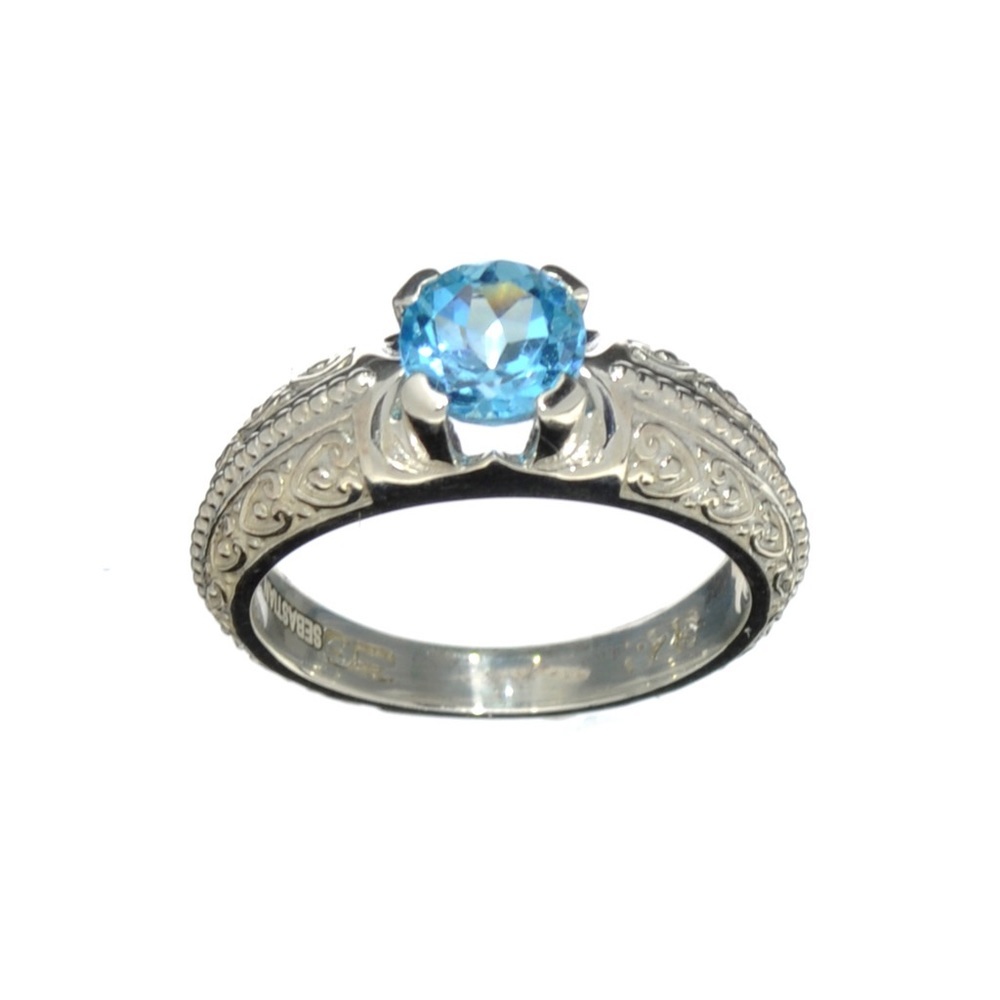 Sebastian 1.20CT Brilliant Blue Topaz Silver Engagement Ring 7 Appraisal $515